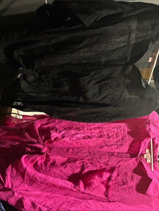 Tempted Tops - Tempted Black and Hot Pink Sheer Button-Front Blouses
